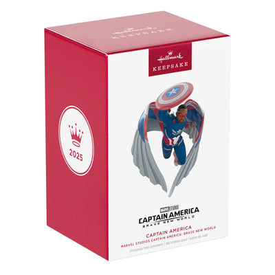 Captain America Christmas ornament in flight with shield and vibranium wings from Brave New World