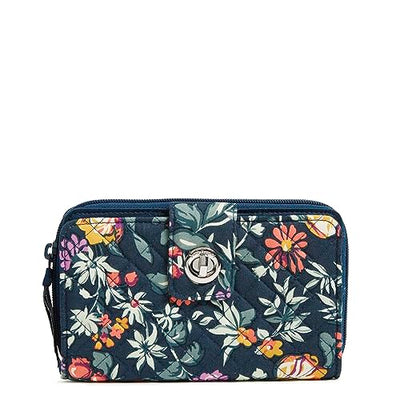 Fresh Cut Floral Green RFID Turnlock Wallet with zip pocket and card slots