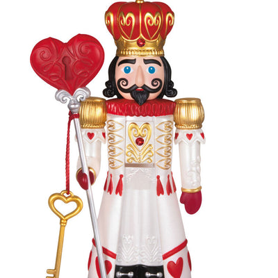 Hallmark Keepsake Noble Nutcrackers King of Hearts ornament—regal nutcracker in red, white, gold, heart designs, crown, key, heart locket, lever back