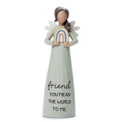 Blossom Bucket Friend Bright Blessings Angel Figurine. Resin angel with outstretched wings and a gentle smile. 