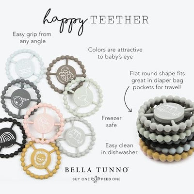 Round silicone baby teether with beaded texture and "I Love Gma" text, designed for safe teething relief.