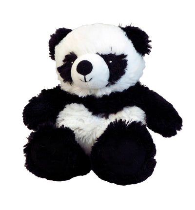 Warmies Jr. Panda microwavable plush in black and white, soft and soothing stuffed animal filled.
