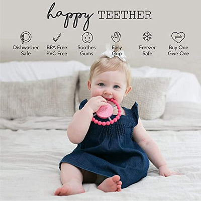 Silicone teething toy with 'I Love Dad' phrase and soft textured design, ideal for soothing sore gums and sensory stimulation.