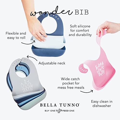 Pink silicone baby bib with “Love Grandma” phrase, features deep food-catching pocket and adjustable neck.

