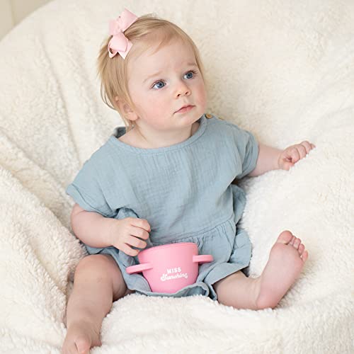 Bella Tunno Miss Sunshine Snack Cup with mess-proof lid, soft silicone opening, and easy-grip handles.