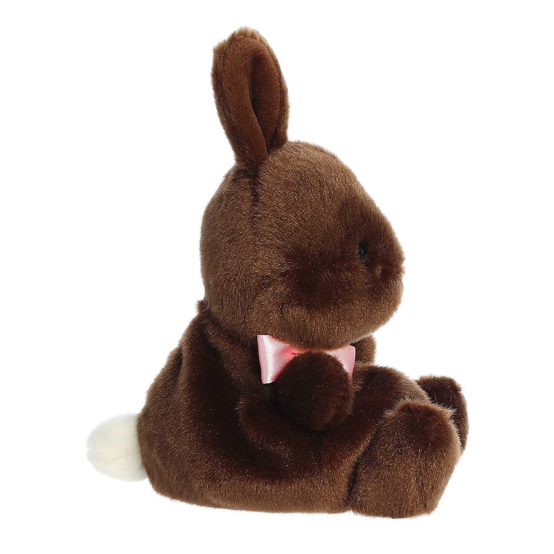 Richie the chocolate bunny Palm Pals plush with floppy ears and soft fur, sized to fit perfectly in the palm of your hand.
