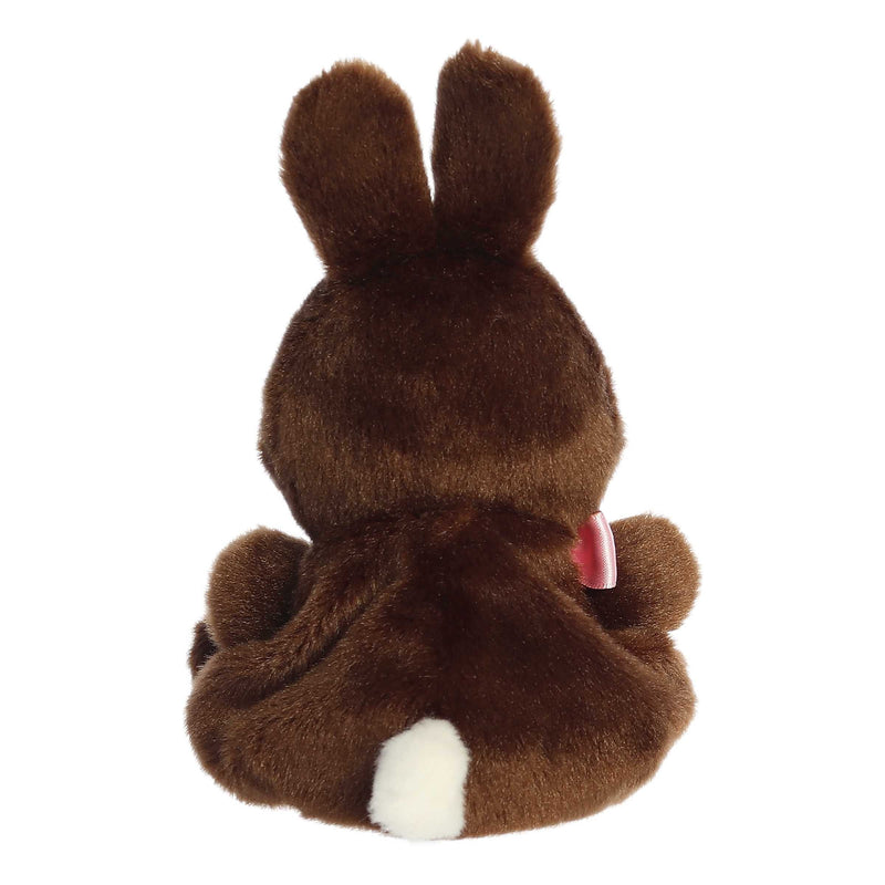 Richie the chocolate bunny Palm Pals plush with floppy ears and soft fur, sized to fit perfectly in the palm of your hand.