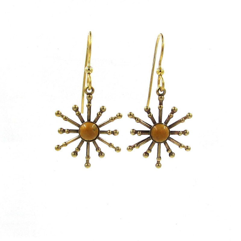 Spoke Design with Yellow Jasper Center Earrings