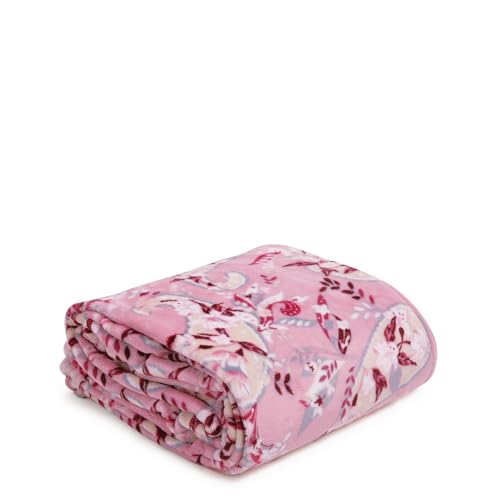 Botanical Paisley Pink fleece throw blanket, soft plush polyester, 50x80 inches