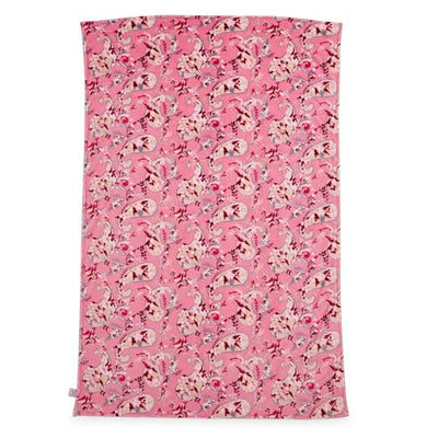 Botanical Paisley Pink fleece throw blanket, soft plush polyester, 50x80 inches.
