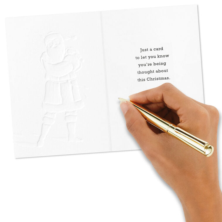 Santa Carrying Fir Tree Packaged Christmas Cards, Set of 5