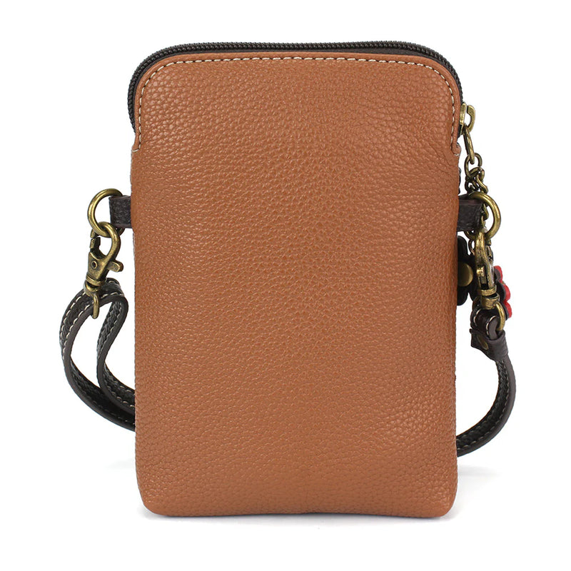 Compact crossbody bag with Black Bear and honey jar design, zip closure, adjustable strap, and credit card slots