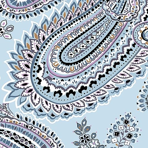 Soft Sky Paisley RFID wallet crossbody with zip closure, phone pocket, and adjustable strap