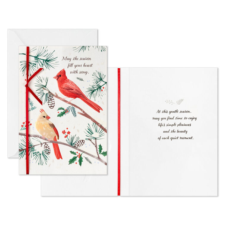 Cardinals on Pine Branches Boxed Christmas Cards, Pack of 12