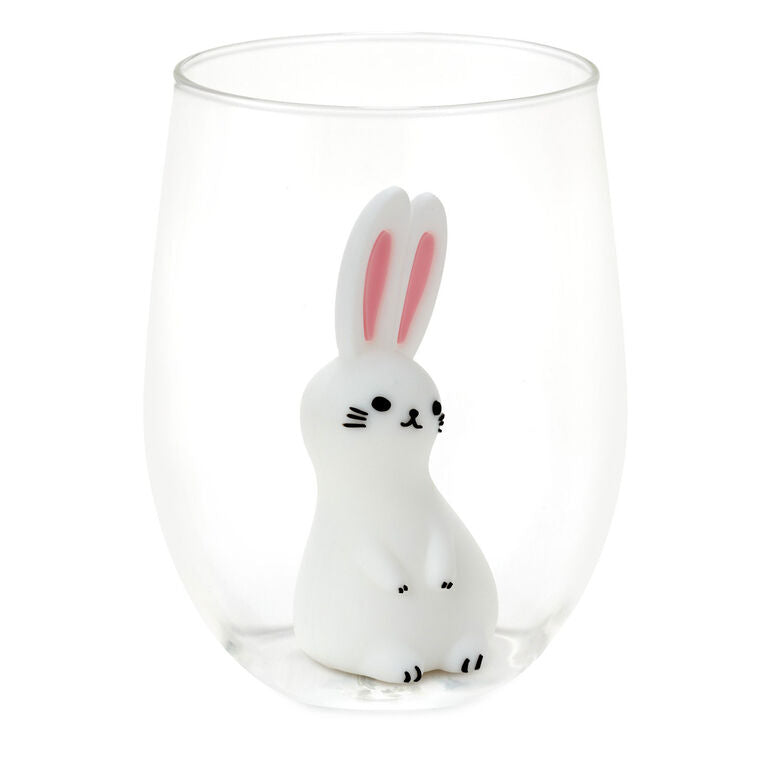 White bunny-shaped silicone drink charm, fits inside Charmers glasses; perfect for Easter celebrations or spring gatherings.