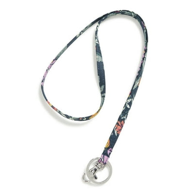 Fresh Cut Floral Green cotton lanyard with key ring and badge clip, 18.5 inches long