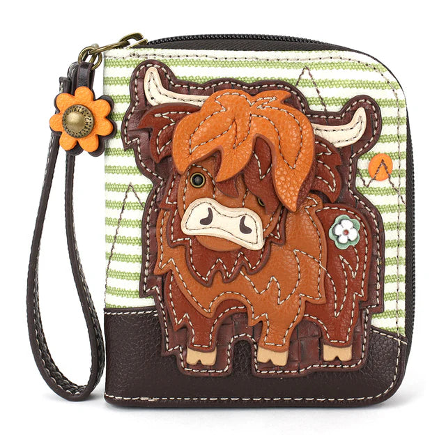 Zip-Around Wallet- Highland Cow