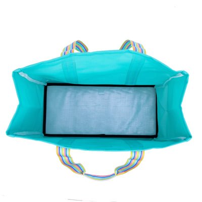 SCOUT Woven Tote Large Roadtripper in One in a Melon with striped breathable fabric and a sturdy, removable structured bottom.
