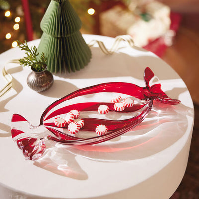 Wrapped Peppermint Candy-Shaped Serving Dish, 14" W