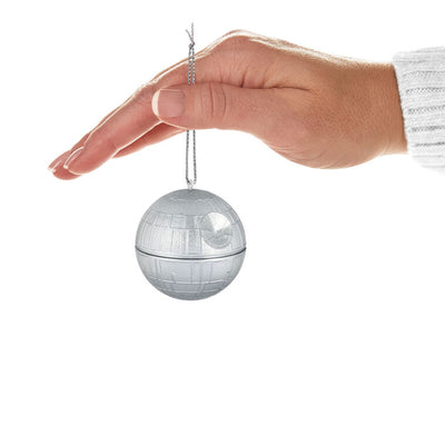 Mini Death Star ornament, silver armored battle station from Star Wars, Hallmark Keepsake Christmas collectible