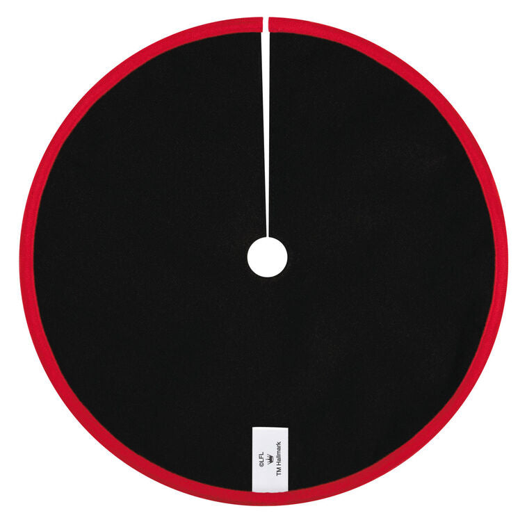 Mini Star Wars tree skirt with red and black Imperial cog design and silver embroidery, perfect for tabletop trees and ShowToppers.