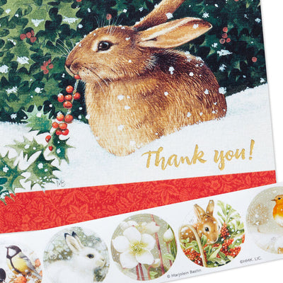 Marjolein Bastin Winter Bunny Boxed Blank Christmas Thank-You Notes, Pack of 10