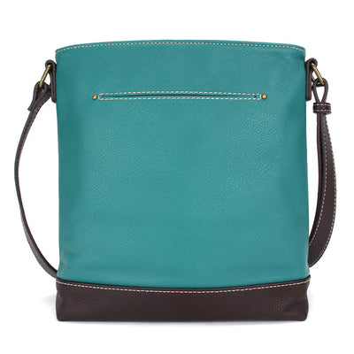  Chala Sweet Messenger bag in turquoise with embroidered Camper design.