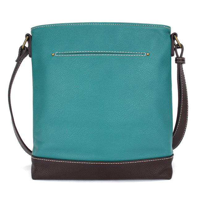  Chala Sweet Messenger bag in turquoise with embroidered Camper design.