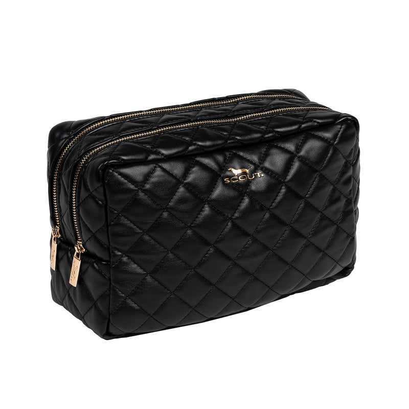 2-Way Toiletry Bag - Black Quilted