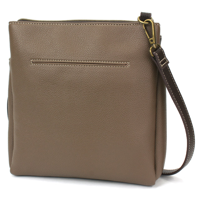  Brown Chala Merry Messenger bag with French Bulldog design and RFID protection.