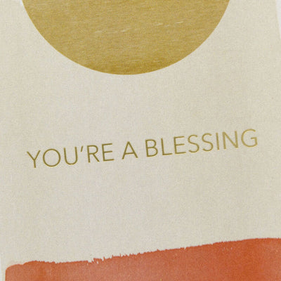 Thank you cards with gold foil message you're a blessing and abstract brushstroke shapes in blue, coral, and gold, includes 10 cards and envelopes
