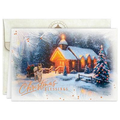 Thomas Kinkade Lighted Chapel Boxed Christmas Cards, Pack of 16