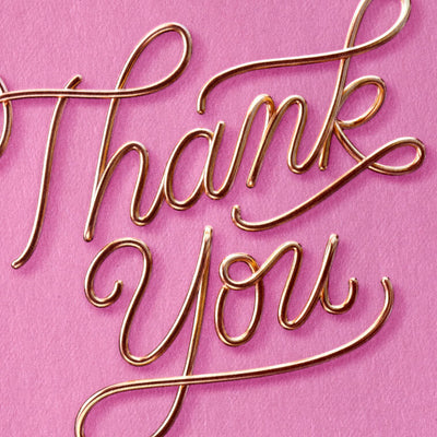Wire Letters on Pink Blank Thank You Notes, Pack of 10
