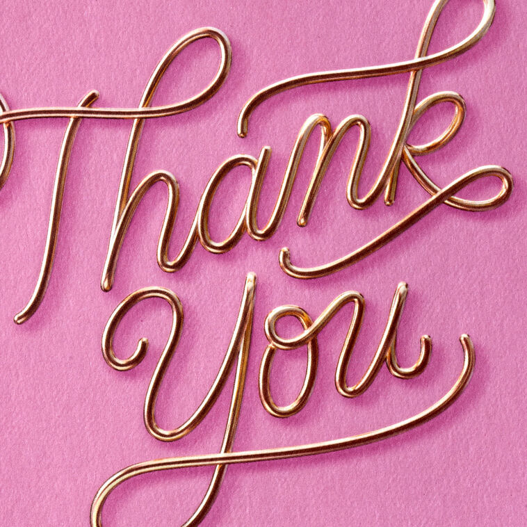 Wire Letters on Pink Blank Thank You Notes, Pack of 10
