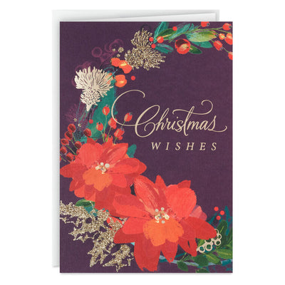 Poinsettia Wreath Boxed Christmas Cards, Pack of 12