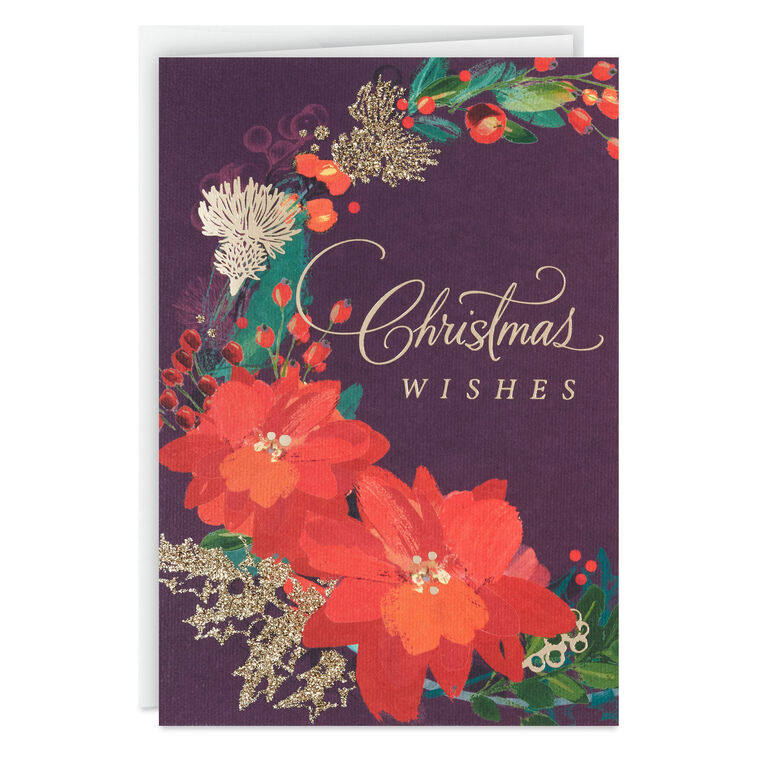 Poinsettia Wreath Boxed Christmas Cards, Pack of 12