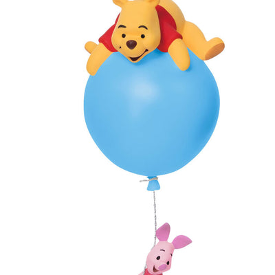 Hallmark Keepsake Disney Winnie the Pooh ornament, Pooh on blue balloon with Piglet hanging, light-up holiday tree decoration.