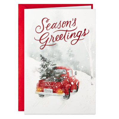 Vintage Red Truck and Tree Boxed Christmas Cards, Pack of 16
