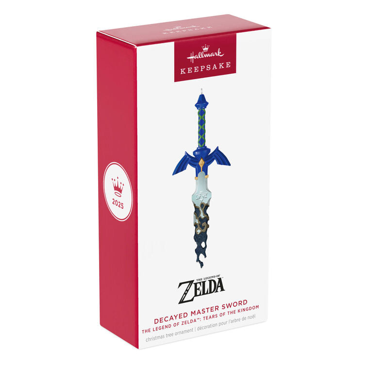 Legend of Zelda Master Sword ornament, metal, decayed design, Tears of the Kingdom, Hallmark Keepsake, video game Christmas decoration.