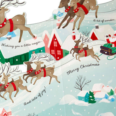 Santa's Sleigh and Reindeer Boxed Christmas Cards, Pack of 8