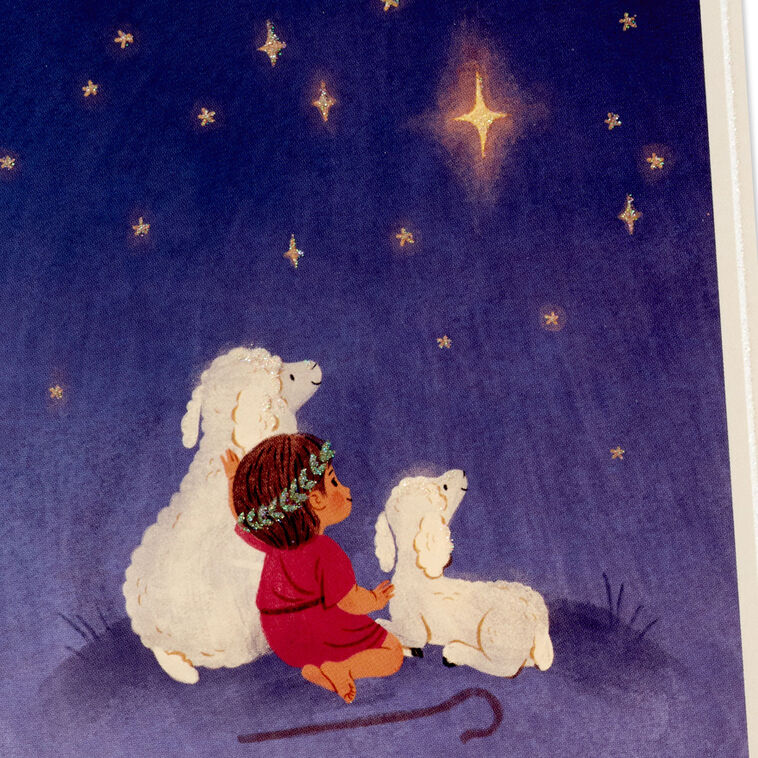 Shepherd and Lambs Boxed Christmas Cards, Pack of 40