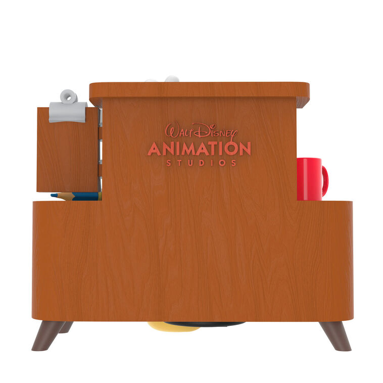 Hallmark Keepsake Disney Mickey Mouse From Sketch to Screen ornament, Mickey at animation desk with sketch, 2025 holiday collection.
