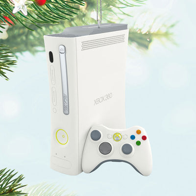 Hallmark Keepsake Xbox 360 Console ornament, Christmas decoration featuring white Xbox 360 console and controller with lights and sound.