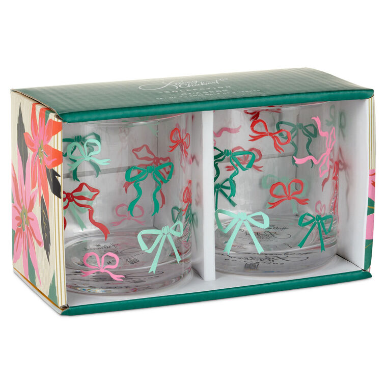 Lacey Chabert Collection Holiday Bow Drinking Glasses, Set of 2