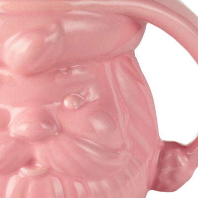 Coral Pink Sculpted Santa Mug, 8 oz.