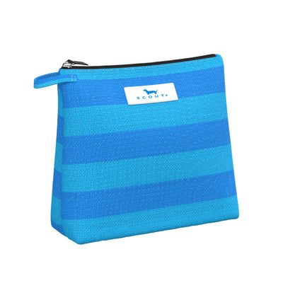 SCOUT Go Getter Woven Pouch in French Blue and Pool with breathable fabric, zip closure, and upright flat rectangular bottom.