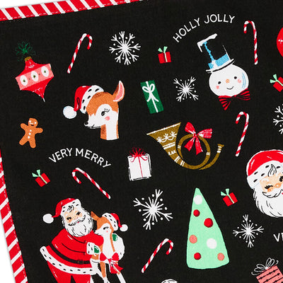 Vintage Christmas Icons Tea Towel, 18x26