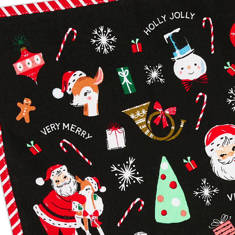 Vintage Christmas Icons Tea Towel, 18x26