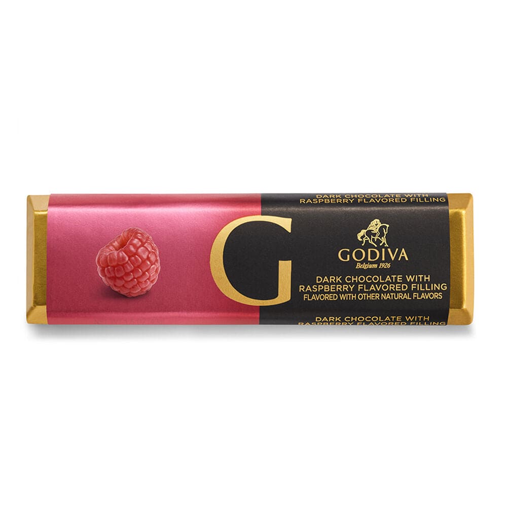 Godiva Dark Chocolate Raspberry Bar – 1.5 oz – Banner's Hallmark