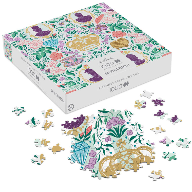 Bridgerton Ton Silhouettes on Floral 1000-Piece Jigsaw Puzzle